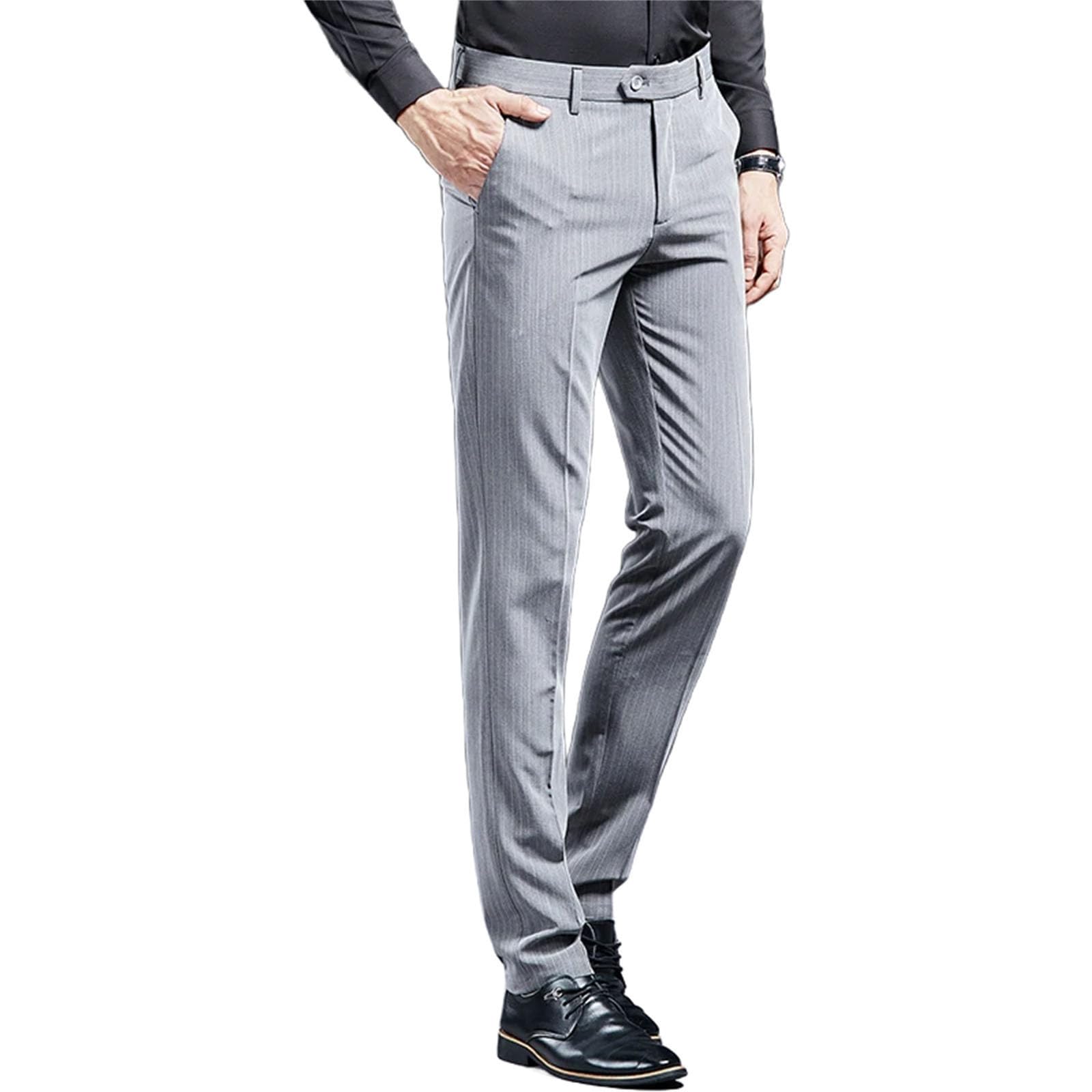 Men Suit Pants Casual Office Trousers Business Wedding Party Dress Trousers Stripe Pants