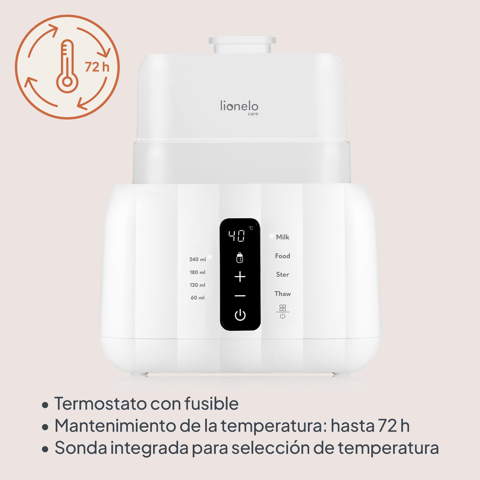 Lionelo Thermup Duo Calienta Biberones Doble y Esterilizador, Blanco