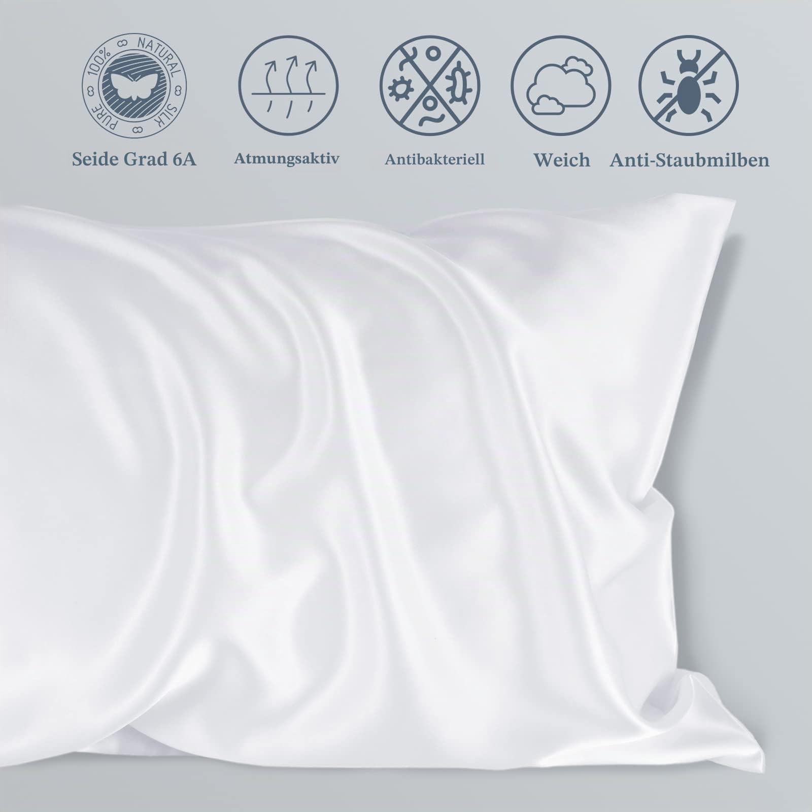 LULUSILK Seide Kissenbezug 80x80cm Weiß, Haar- & Hautpflege, 1 Stück