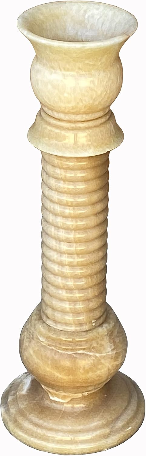 Yellow Color Alabaster Stone Column Floor Lamp Display Aws1852