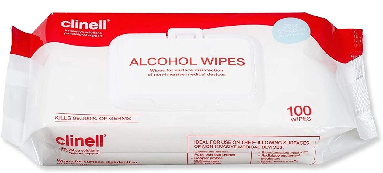 Clinell Alcohol Surface Wipes 1 Pack of 100 wipes