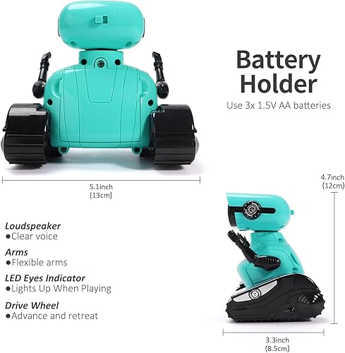 Miniatura 6 de GILOBABY Juguetes robot, robot de control remoto, robots RC para niños con ojos LED, cabeza y brazos flexibles, movimientos de baile y música
