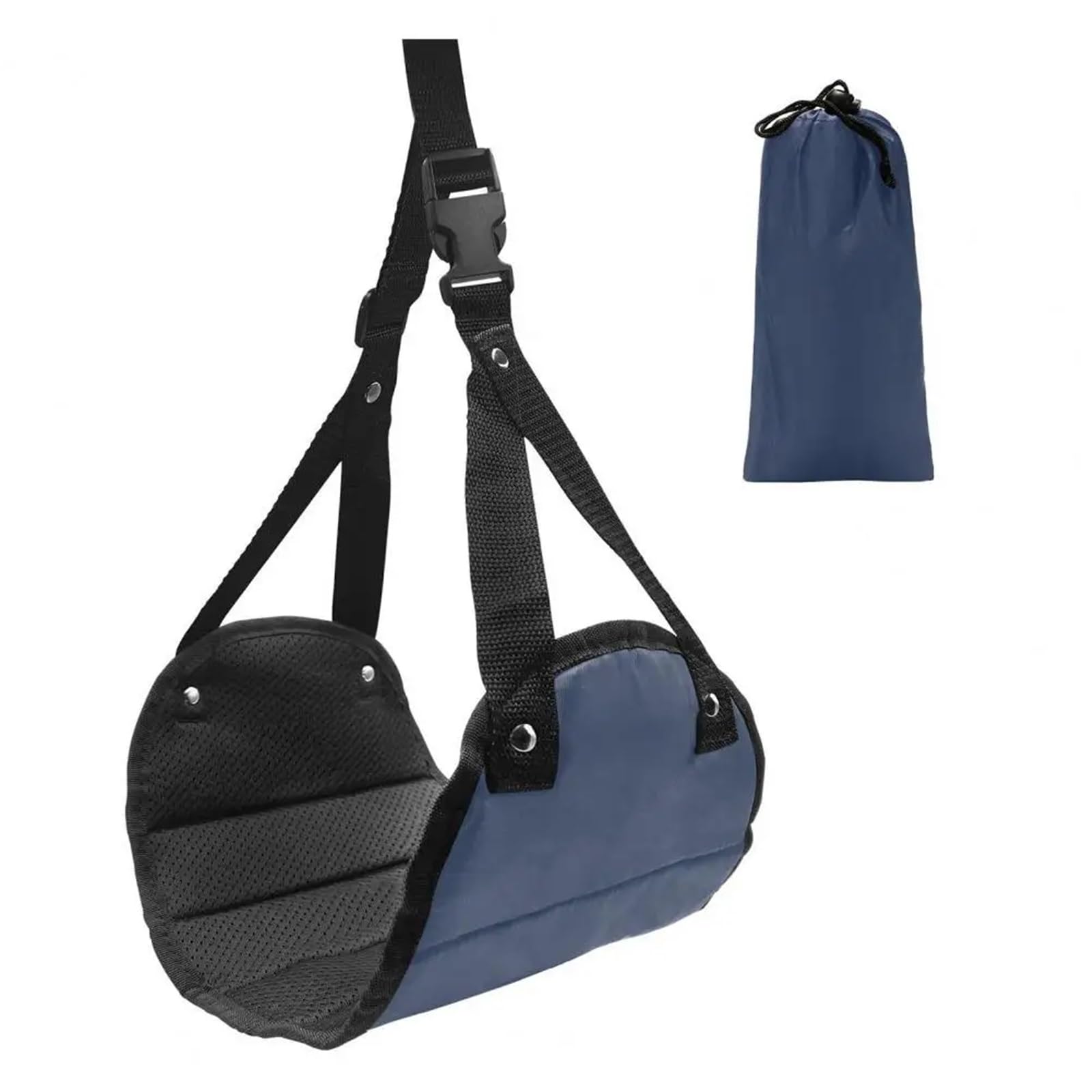 Reposapiés De Avión Hamaca for pies, espuma viscoelástica portátil, correas ajustables, reposapiés con amortiguación de esponja, avión nailon(Deep Blue)