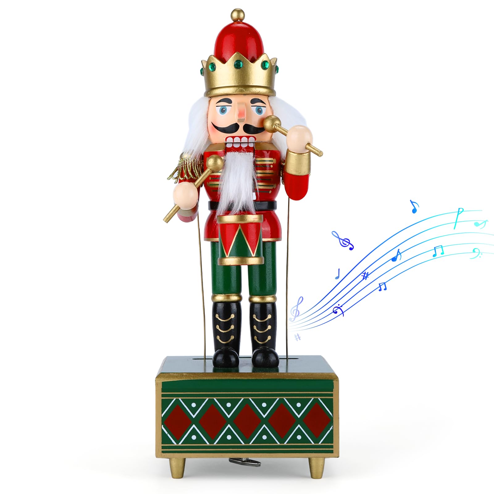Casse-Noisette Soldats boîte à Musique boîte à Musique en Bois avec et Base pour décoration de noël Cadeau Décoration de Noël Traditionnelle de la Maison Casse-Noisette Boite (Vert)