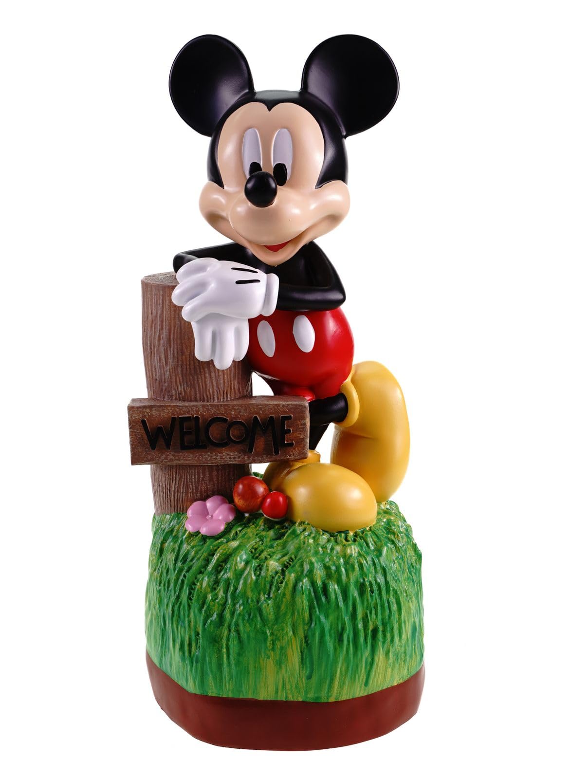 Christmas Inspirations 40Cm Mickey Mouse Welcome Sign - Disney© Officially Licensed 3D Statue Figure Ornament - Indoor Outdoor Waterproof Polyresin Freestanding Display, Hand-Painted Decoration