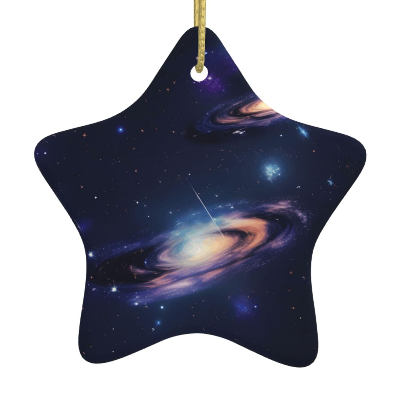 Nbtghga White Galaxy In The Universe Print Christmas Ornaments, Ceramic Hanging Ornament, Round Shape Decorations