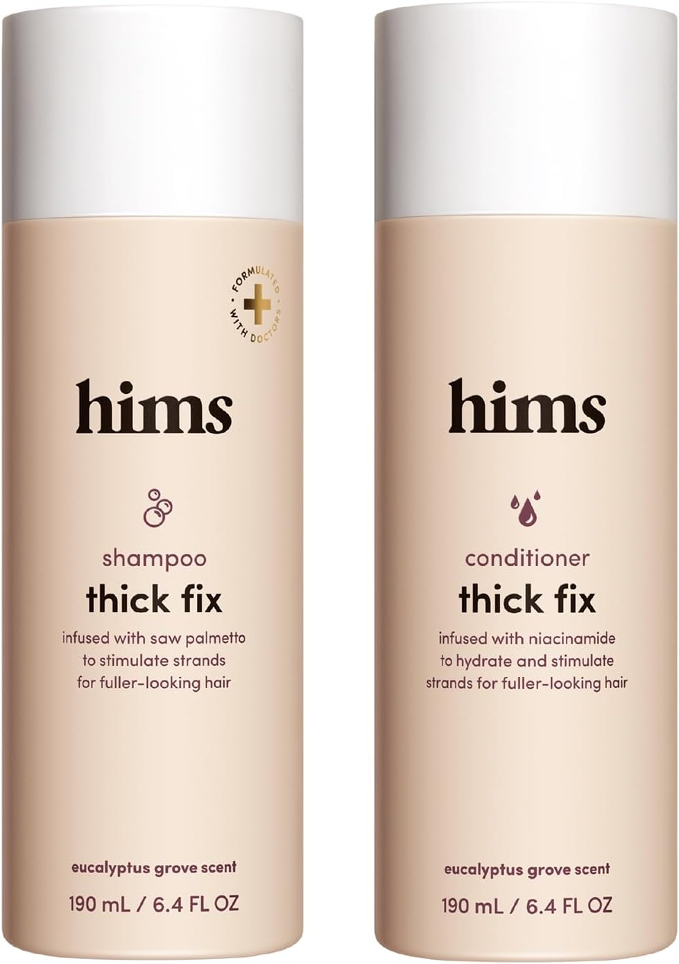 hims Thick Fix Shampoo and Conditioner Set for Men- Thickening, Moisturizing, Reduces Shedding- Color Safe Hair Loss Shampoo and Conditioner - 2 pack, 6.4oz