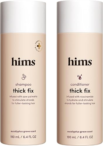 hims Thick Fix Shampoo and Conditioner Set for Men- Thickening, Moisturizing, Reduces Shedding- Color Safe Hair Loss Shampoo and Conditioner- 2 pack, 6.4oz