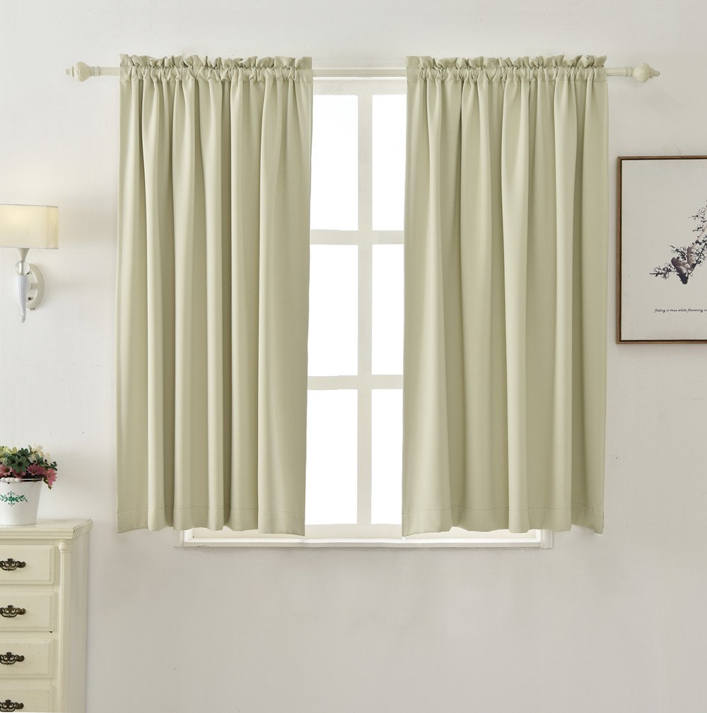 A ANTHEM TEXTILE Darkening Blcakout Curtains Window Panel/Drape Rod Pocket(2Panels) with Tie Back for Bedroom Living Room­ (52"W x 63"L, beige)