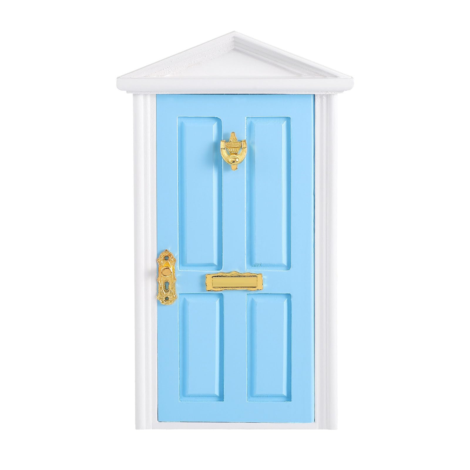 Photo 1 of Christmas Elf Door Mini Wooden Fairy Door 1:12 Scale Miniature Dollhouse Furniture for Christmas Decor Party DIY Craft, Hand-Painted & Mountable (Blue)