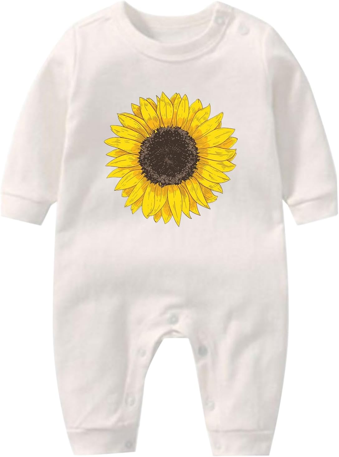 Baby Girl Clothes Cute Sunflower Printed Romper Long Sleeve Jumpsuit Newborn Onesie Boy Toddler Overalls