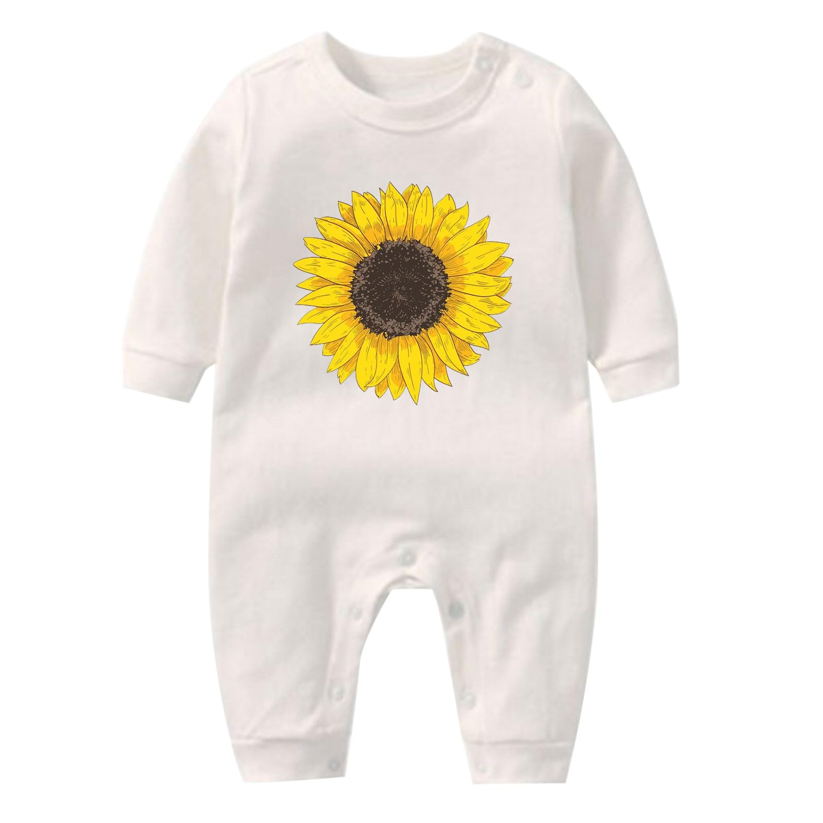 Baby Girl Clothes Cute Sunflower Printed Romper Long Sleeve Jumpsuit Newborn Onesie Boy Toddler Overalls