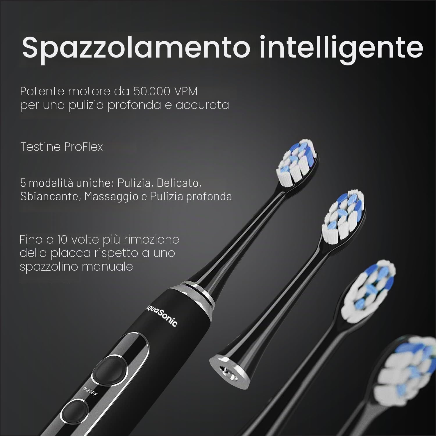 Aquasonic Home Dental Center PRO - Spazzolatura e filo interdentale reso facile - Spazzola e filo interdentale - Spazzolino elettrico e filo interdentale - Denti più bianchi e gengive più sane - Black