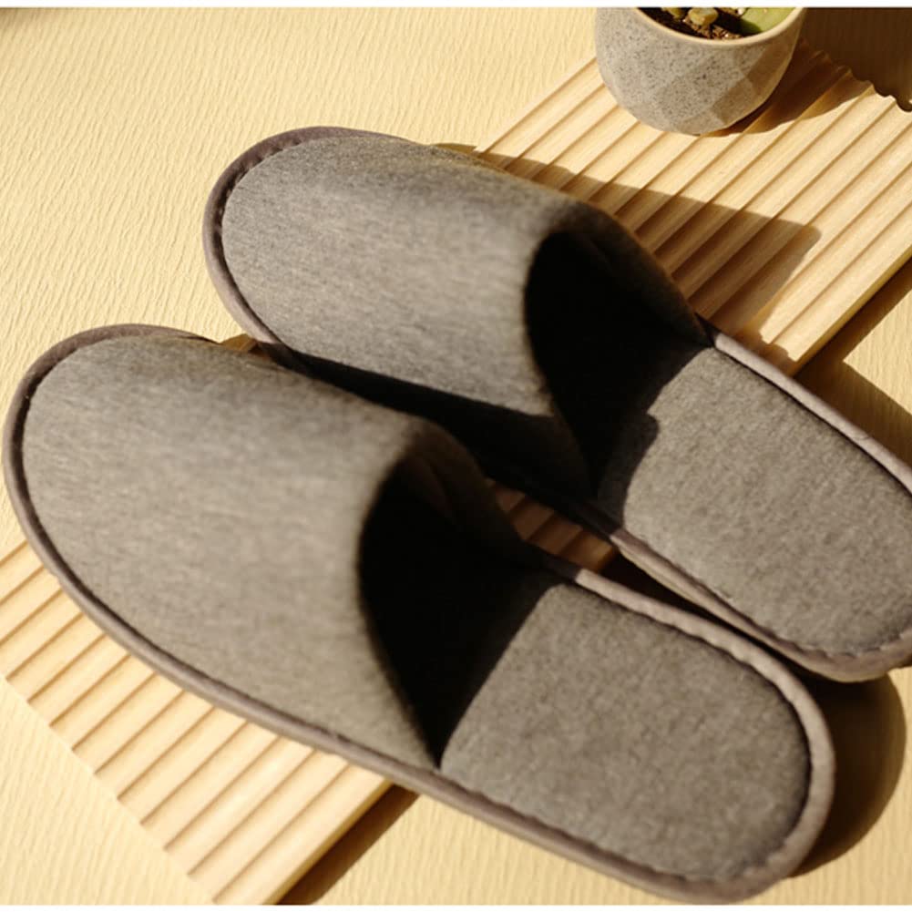 10 pares de pantuflas de hotel cerradas talla universal cómodas lavables desechables de 100% algodón, zapatillas de casa de invitados, suela antideslizante