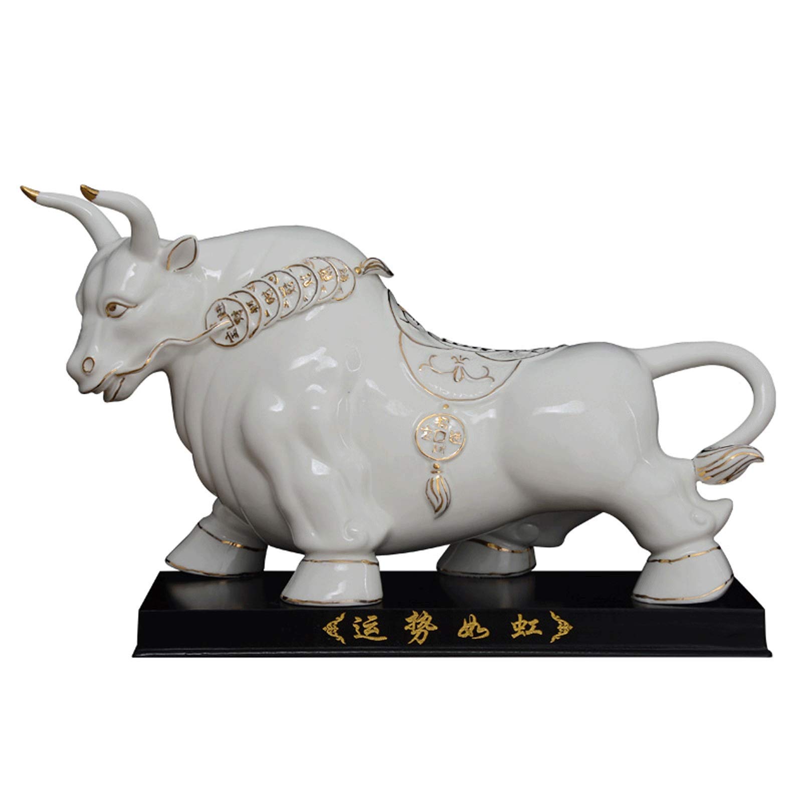 YNIYUJKL Feng Shui Ornaments Ceramic Bull Animal Statues,Zodiac Ox Home Decorationstatue Of Wealth And Fortune Creative Figurine Sculptures