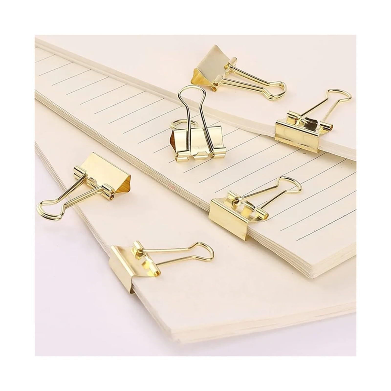 Foldback Klammern 100 Stück goldene Papierklammern aus Metall | Papierbinderklammer, Büroklammern, Mini-Binderklammern for Büro, Zuhause, Schule, Unternehmen(25mm)