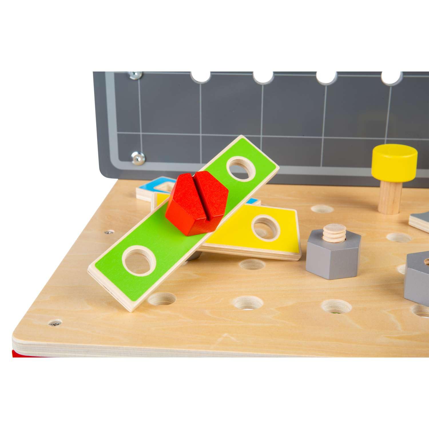 Bigjigs Toys Banco da lavoro | 34 pezzi panca in legno per attrezzi | Strumenti di costruzione per bambini e bambini | Banco da lavoro per bambini | Ottimo regalo per ragazzi e ragazze | Adatto per
