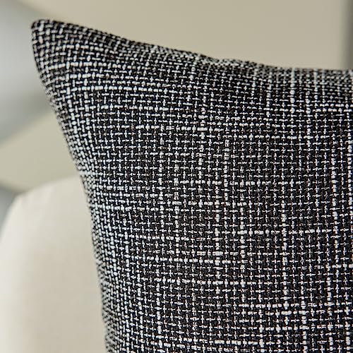 Kevin Textile Soft Solid Lined Linen Pillow Cover Durable Pillowcase Fashion Striped Star Cushion Cover, 66 X 66 Cm, Set Of 2, Black #TOP2