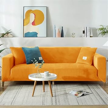 Stretch Sofa Slipcover 4/3/2/1 Seater Velvet Non Slip Soft Furniture Couch Sofa Cover Washable Protector Sofa Cover for Armchair Loveseat 2 seater,gold