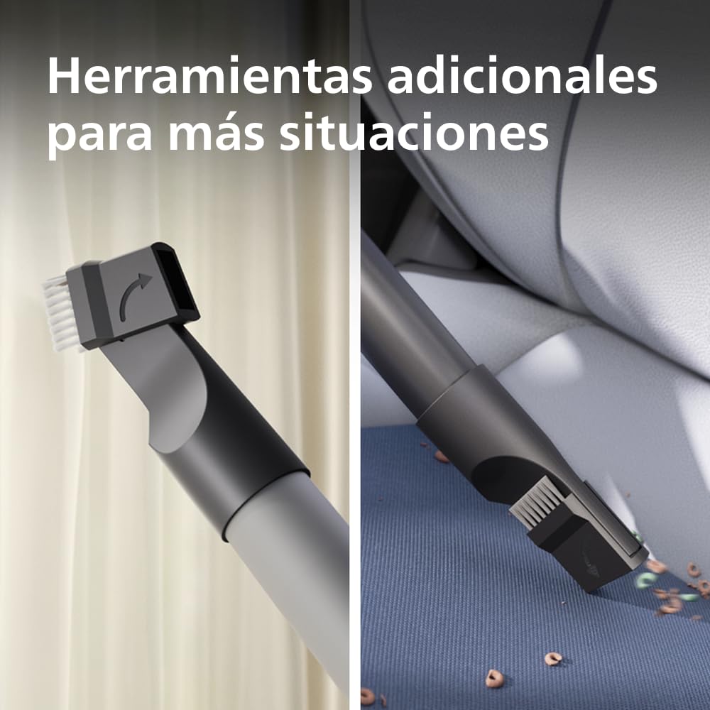 PHILIPS Aspirador con Bolsa Serie 2000 – Compacto y Ligero, Motor de 800W, Filtro HEPA Captura el 99,9% del Polvo, Boquilla Multiusos, Alcance de 9m, Bolsa para el Polvo Grande (XD2142/12)