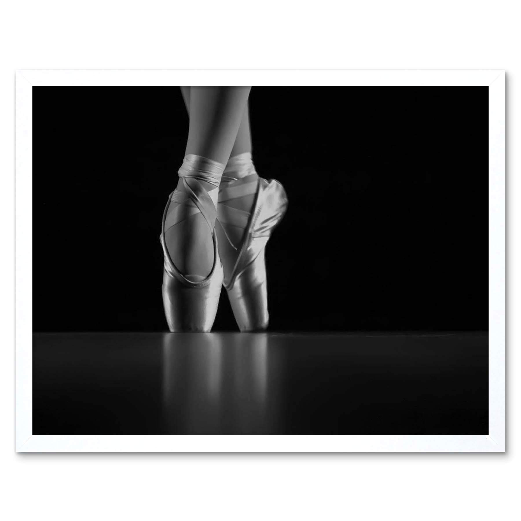 Wee Blue Coo Photo Dancing Dancer Ballerina Ballet Shoes Art Print Framed Poster Wall Decor 12X16 Inch