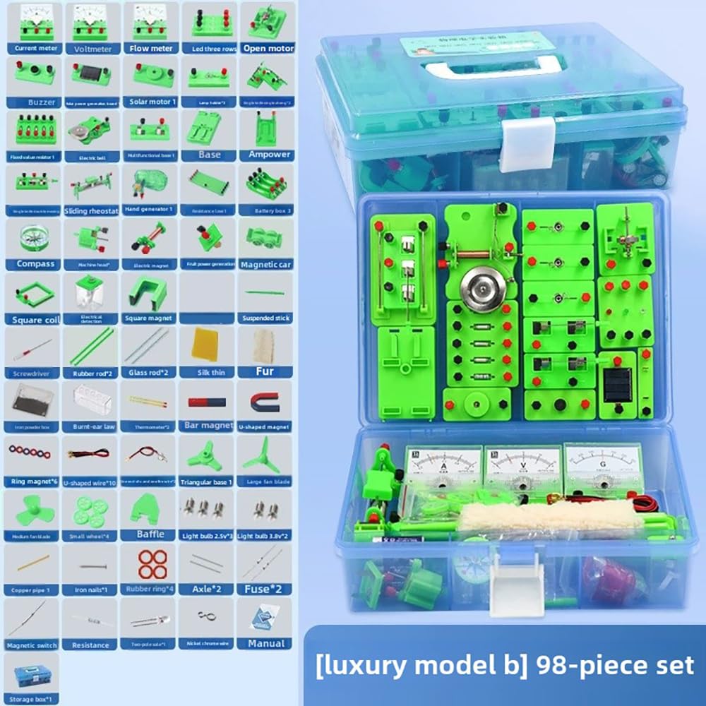 Electromagnetismo Kit,Circuit y Magnetismo Kits de experimentos,Kits de experimentos de Circuito y magnetismo,98pcs con Instrucciones De Funcionamiento,para Experimento de Ciencia educativa