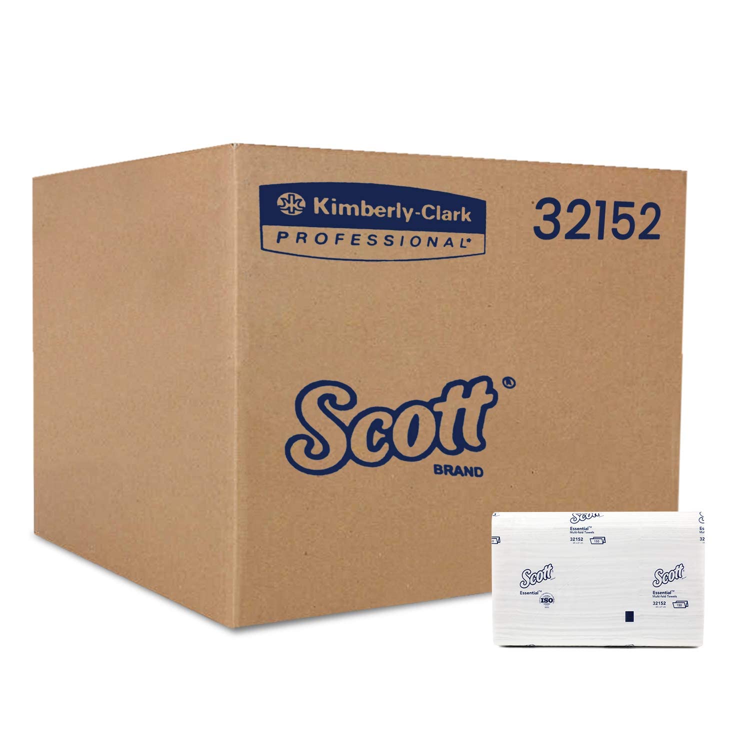 Scott 32152 Kimberly-Clark Scott Essential Multi Fold Hand Towel - M Fold Towel - 40 Packs X 150 Sheets - White Folded Tow...