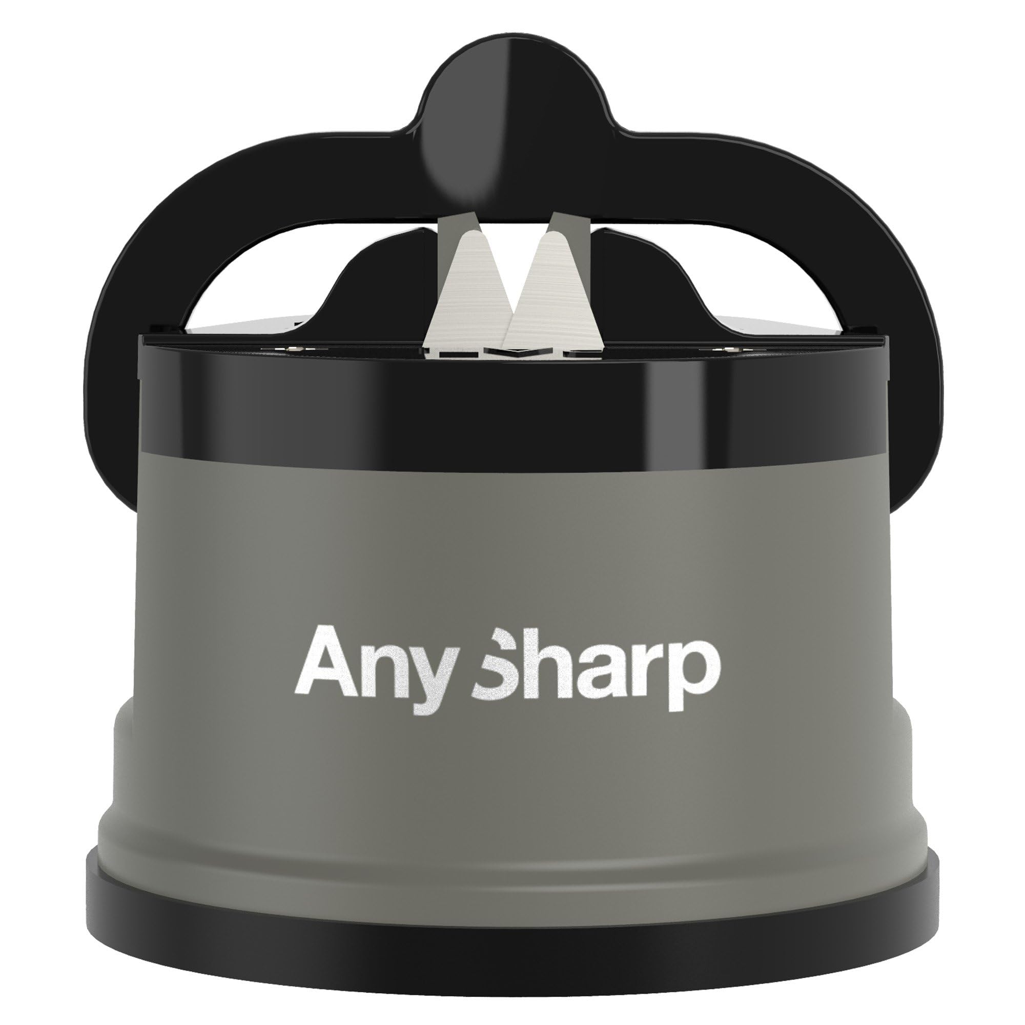Anysharp Grey Knife Sharpener, Hands-Free Safety, Powergrip Suction, Safely Sharpens All Kitchen Knives, Ideal For Hardened Steel & Serrated, World's Best, Compact, One Size,
