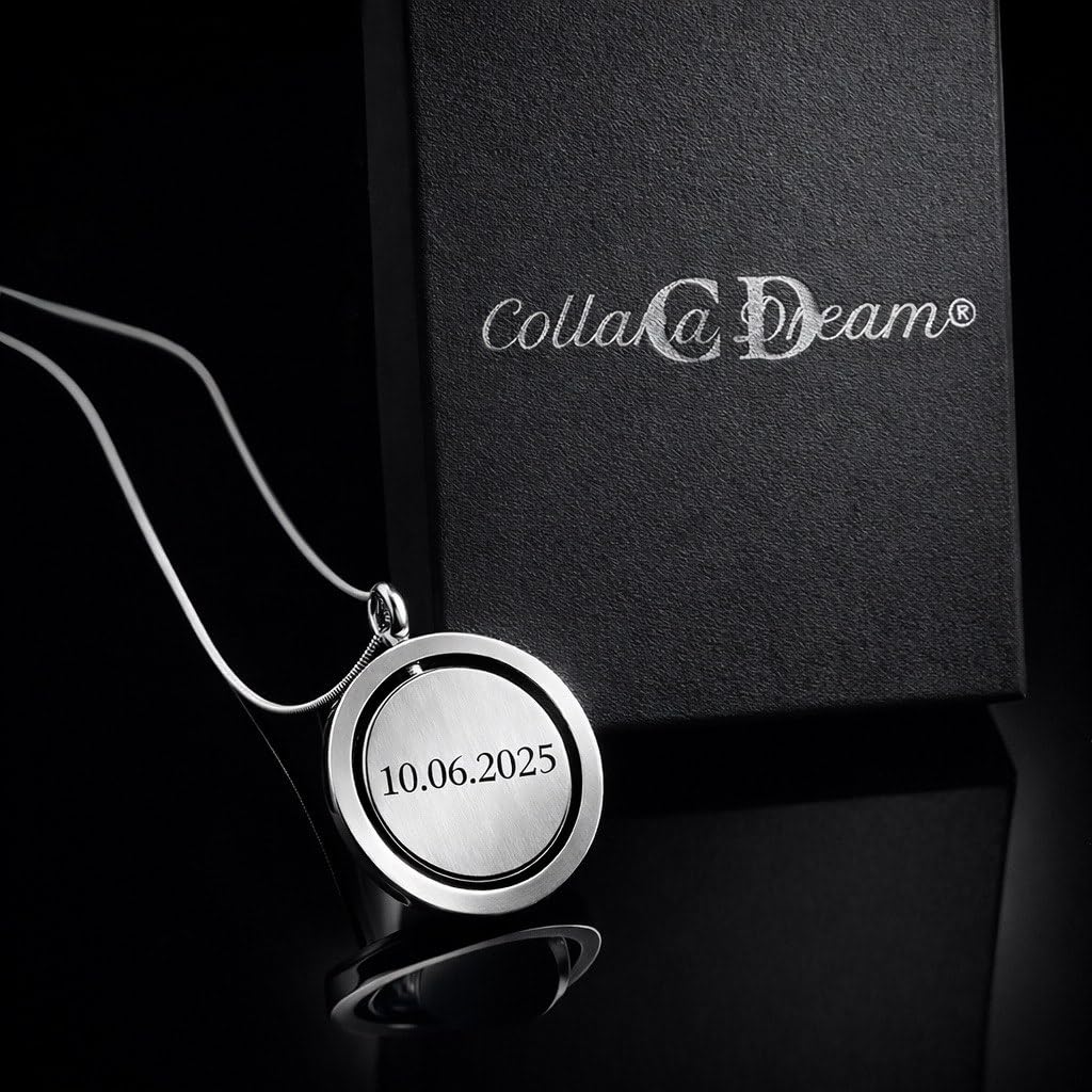 Collana Personalizzata Uomo Donna in Acciaio Inossidabile con Cerchio Girevole – Incisione Fronte e Retro – Ciondolo Rotante Unisex – Idea Regalo Coppia, Anniversario, Compleanno – CollanaDream