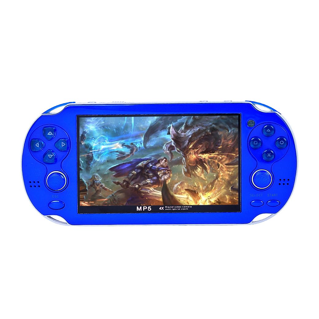 HLF 4.3 inch Retro Video Game Console Build 2200 Games for Multiple Emulators Dual Joystick Ergonomics Appearanc Support Instant Save/Load Portable Console Game Player MP3/4 Gifts (Blue)