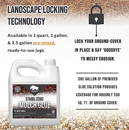 Rhino Stabilizing Mulch Glue Advanced Mulch Binder for Landscaping Pea Gravel, Rubber Mulch, and Straw Binder- Ideal for Landscape Maintenance and Adhesive Needs (1 Gallon) - Thumbnail 3