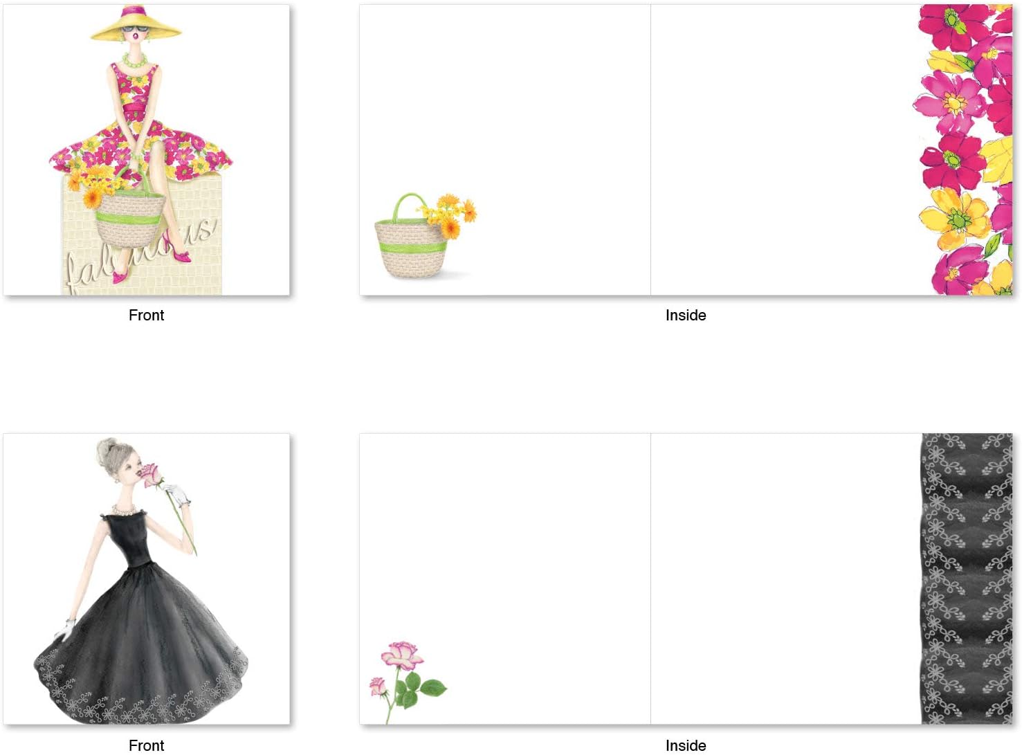 The Best Card Company - 10 Blank Note Cards for Women (4 x 5.12 Inch) - Assorted Fashion Greeting Cards for All Occasions - Write in Style MQ5067OCB-B1x10 : Everything Else