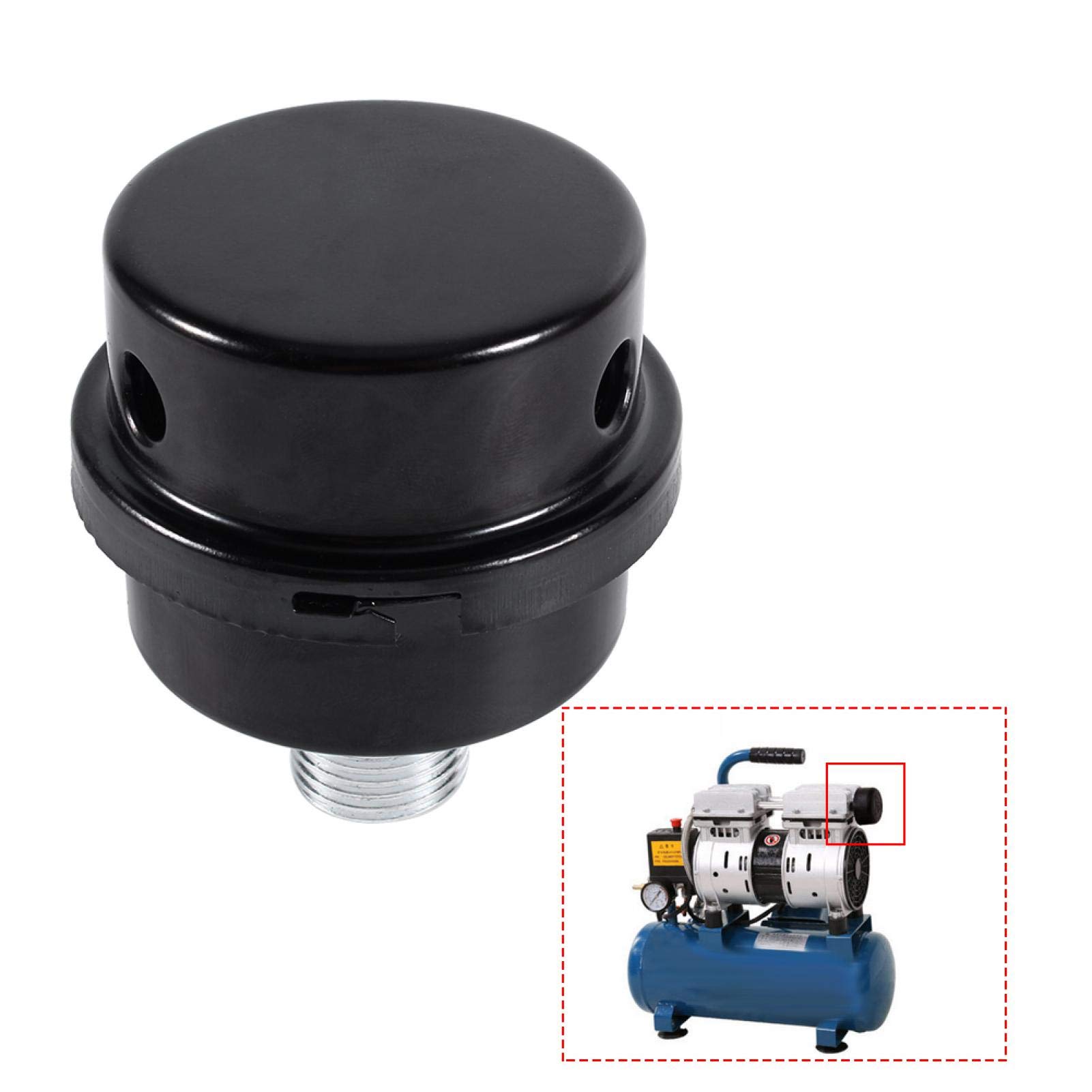 2-Pack Air Compressor Intake Filter Muffler – 20mm Thread, 1/2 Inch BSP, Metal Shell Noise Reducer For Pneumatic Compressors