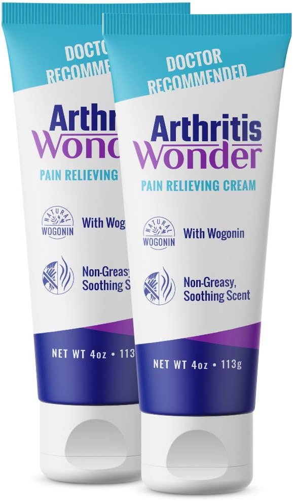 Arthritis Wonder Pain Relief Cream, 4 oz โ Arthritis Pain Relief Cream for Hand, Knee, Foot and Wrist Joints โ Fast-Acting, Deep Penetrating, Non-Greasy Formula with Natural Wogonin - 2 Pack