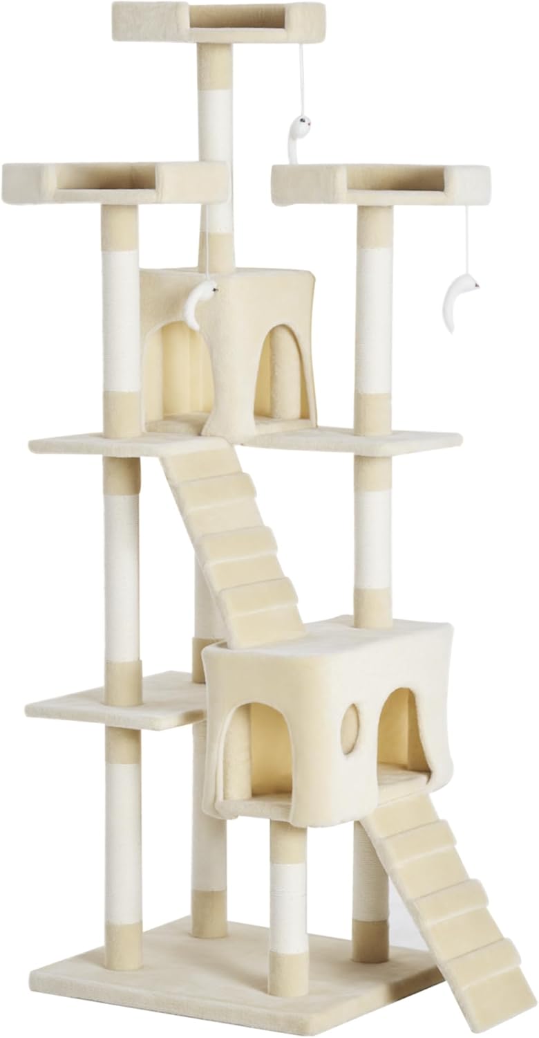PawHut Cat Tree for Indoor Cats Play Tower Activity Center Kitten Scratch Post Climbing Tower 181 cm