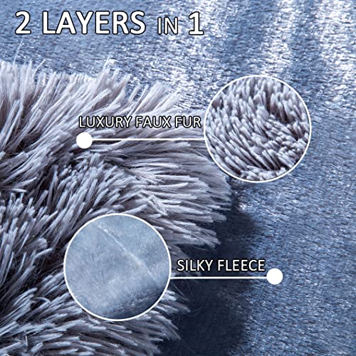 Yusoki Grey Faux Fur Throw Blanket,2 Layers,50" X 60", Gray Soft Fuzzy Fluffy Couch Blanket Plush Furry Comfy Warm Blanket For Bed Chair Sofa Bedroom Dog Cat Men #TOP2