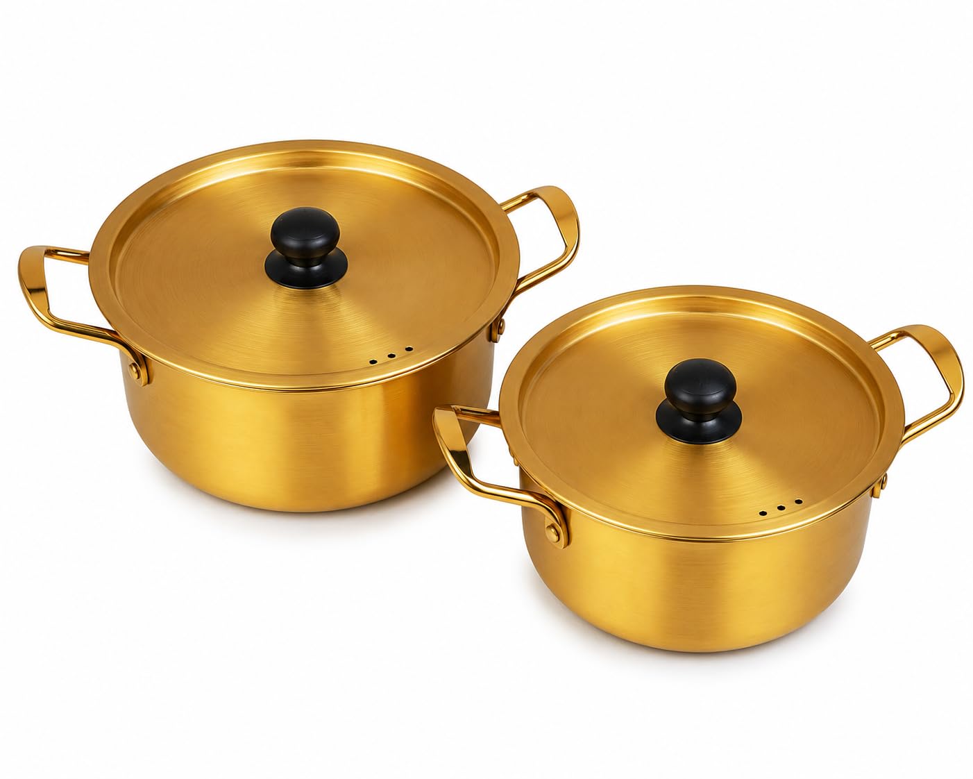 Golden Stainless Steel Rice Cooker 2Liter with Strainer Lid, Rice Boiler Pot, Induction Base, Gold Finish Traditional Indian Cooking Serving Pot Bowl (2 pcs)-image-39