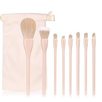 Vista 10 de MSQ Juego de 8 brochas de maquillaje, brochas de maquillaje, brocha de mezcla, brochas para sombra de ojos, juego con bolsa (rosa)