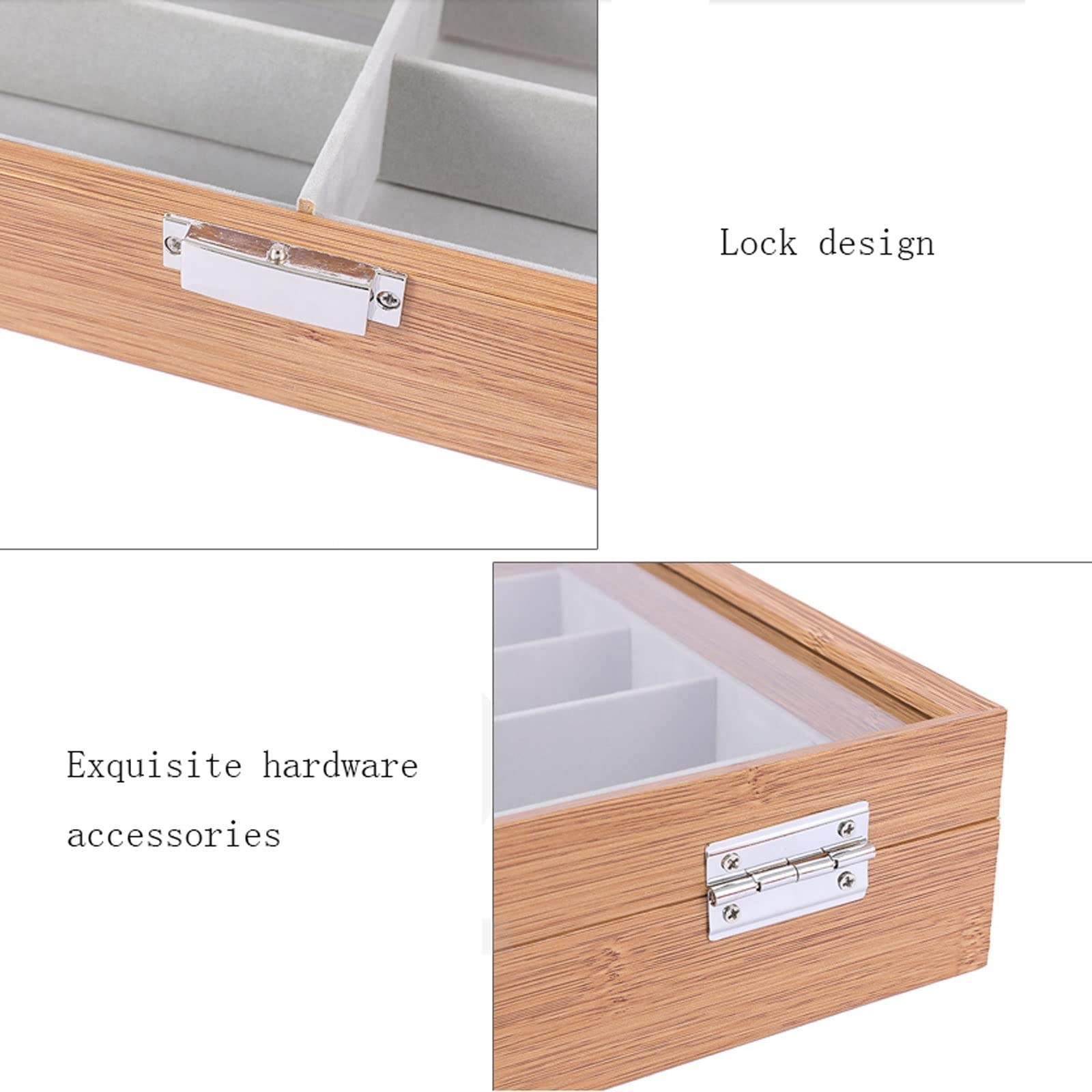 Porta Occhiali Telaio in legno 6/8 Grids Grids Occhiali di velluto occhiali da sole Vassoio Display Vetrina Vetrina Cassa dell'organizzatore con coperchio, Occhiali da sole Organizzatore Regalo Decora