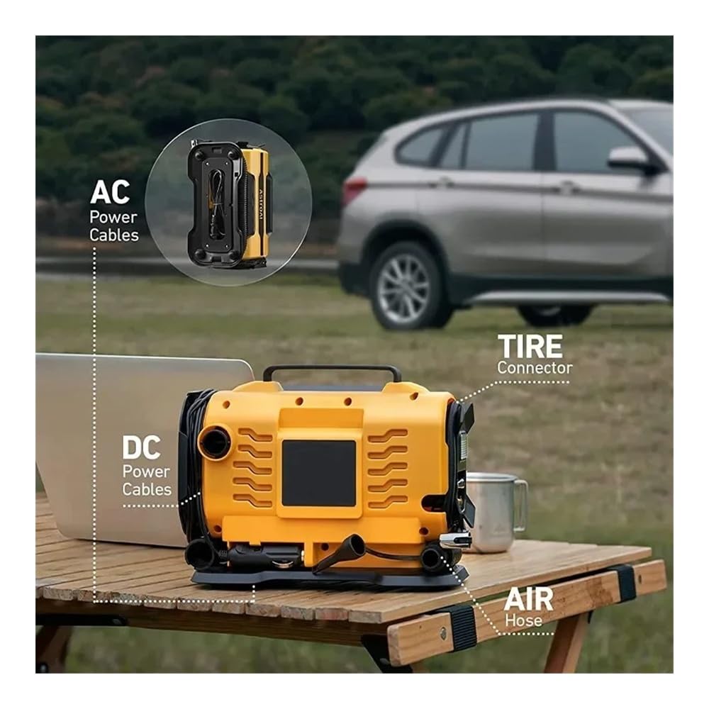 150PSI Kompresor powietrza o podwójnym zasilaniu 110V-230V AC/DC - 300L/min Pompa elektryczna do opon samochodowych, rowerowych, łodzi, materacy z latarką - przenośna pompka