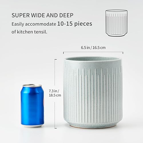 Miniatura 6 de JIEMEI HOME - Soporte para utensilios de cocina, recipiente estable de cerámica para encimera de cocina, organizador grande de utensilios de 7.2