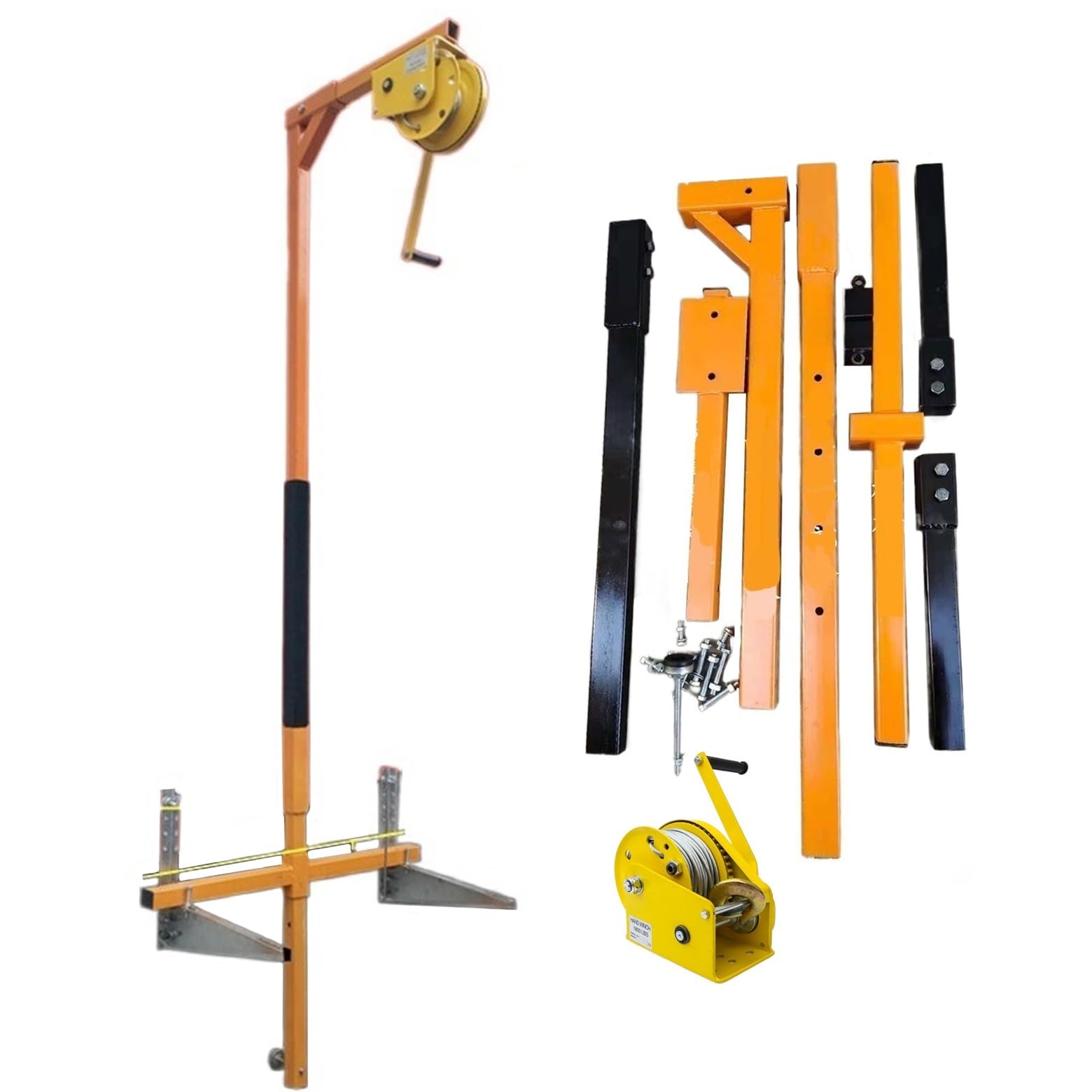 Mshgsku 5Hp Enhanced+10M 1800Lbs Winch Heavy Duty Air Conditioner Bracket With Winch Set For Secure External Unit Installation And Hoisting, Supports Up To 1800Lbs