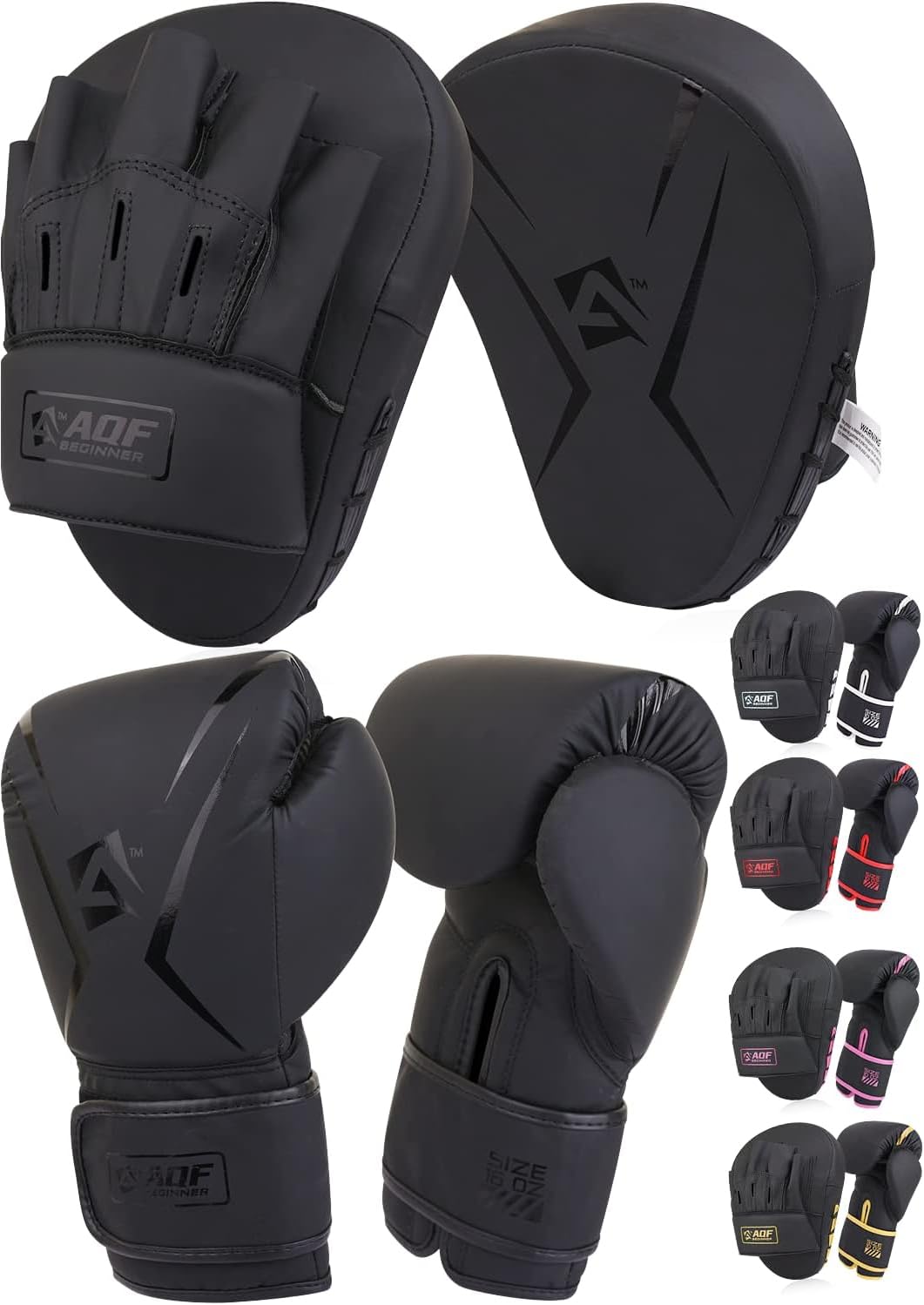 AQF Guantoni Da Boxe Con Colpitori Boxe, Adulto Kit Di Kick Boxing, Guanti Pugilato & Pao Muay Thai Set Per Sacco Da Box Allenamento, Boxing, MMA, Karate & Arti Marziali Uomo Donna