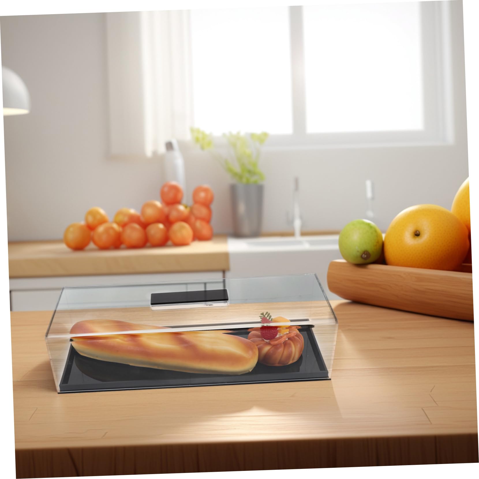VALICLUD Base Rectangular para Tartas de Acrílico con Tapa, Bandeja para Postres Fácil de Limpiar y Compacta, Adecuada para Exhibición Elegante en Cocina