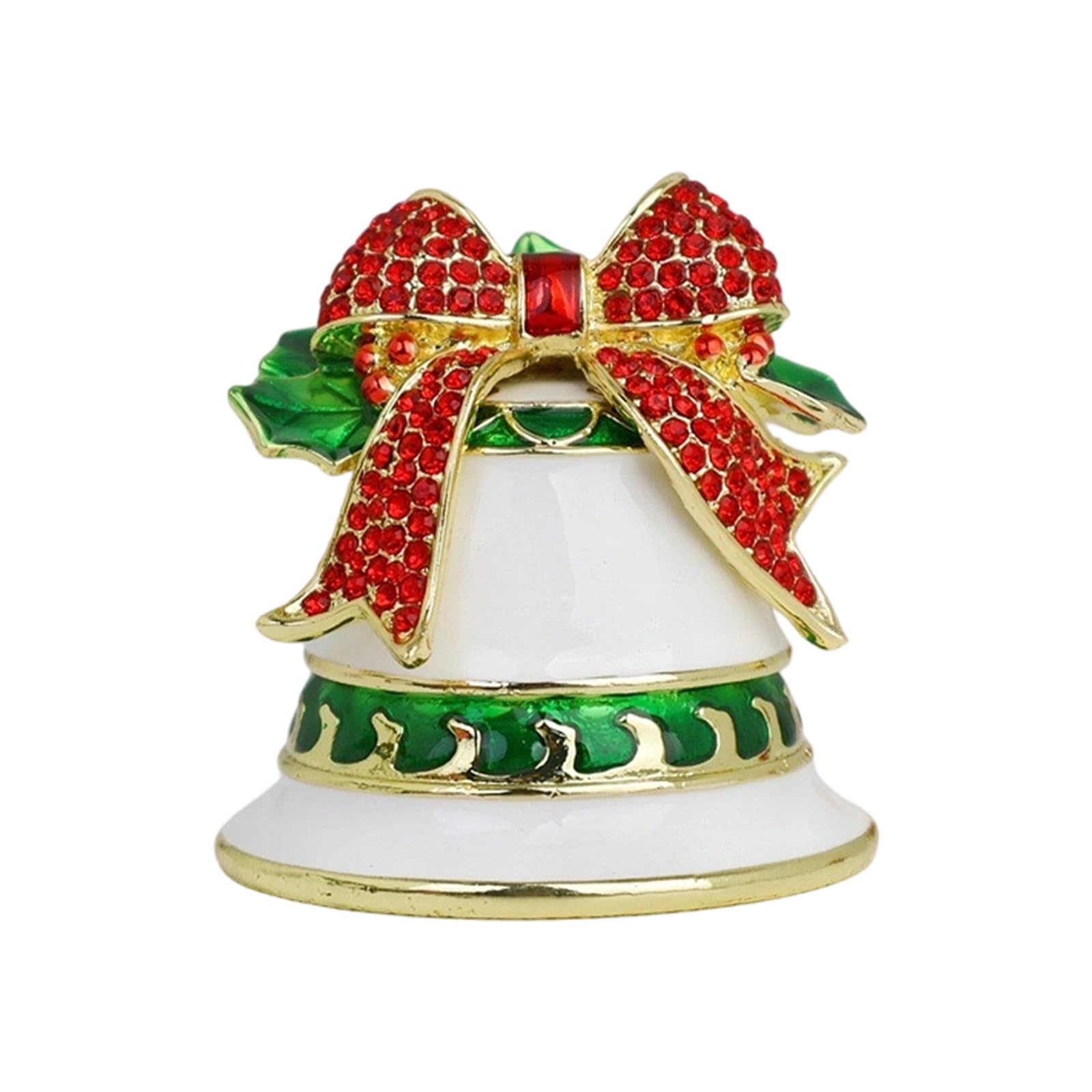 Xjdzineq Holiday Rings Box Ornament with Bells Shape and Enameled Detail for Seasonal Dresser Display Christmas Jewelry Organizer Jewelry Case