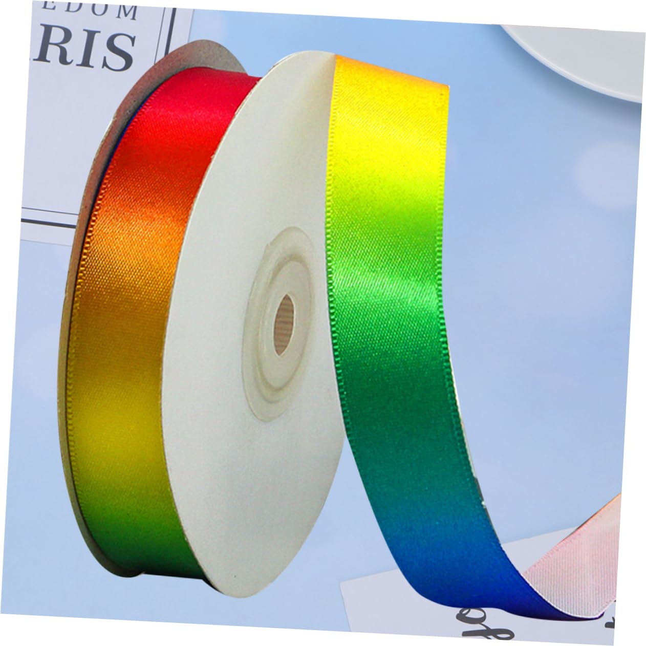 EXCEART 3 Rollos embutidoras de medias cinta presente cinta de navidad manualidades a granel decoración de la cinta del arco iris sirena chica cinta de cincha cinta de ropa Material
