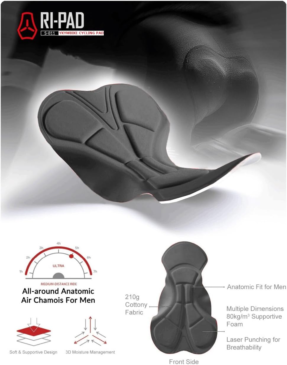 YKYWBIKE Cycling Bibs Men Thermal Bike Pants for Men Winter Cycling Bib Pants Fleece Padded Riding Tights Biking Stirrup Pant - Image 7