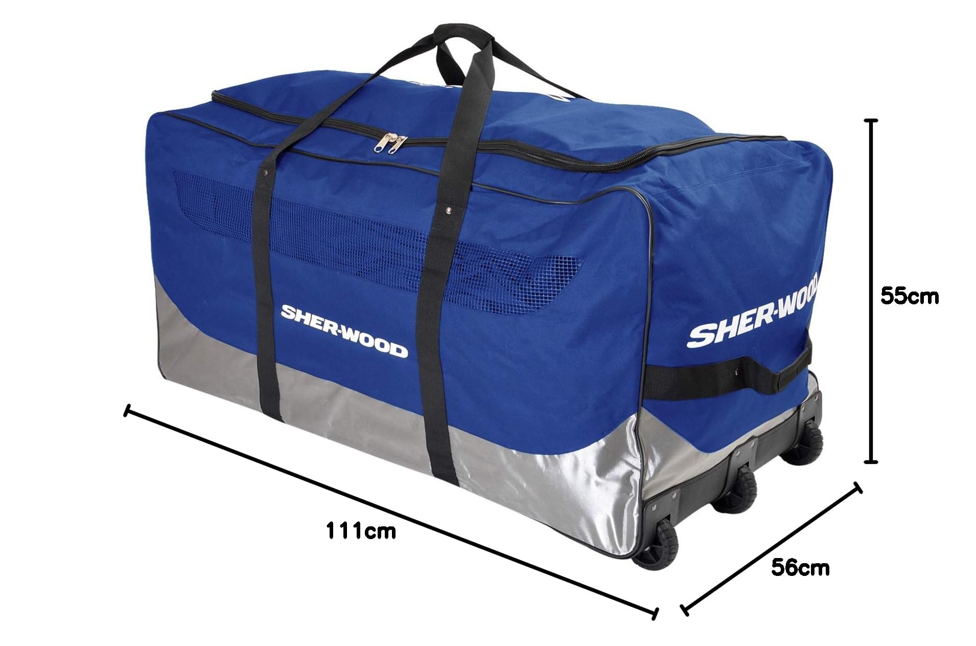 Sherwood Goal GS650 I Sac de Gardien de But de Hockey sur Glace avec 3 roulettes I 111 x 56 x 55 cm Mixte-Adulte, Bleu