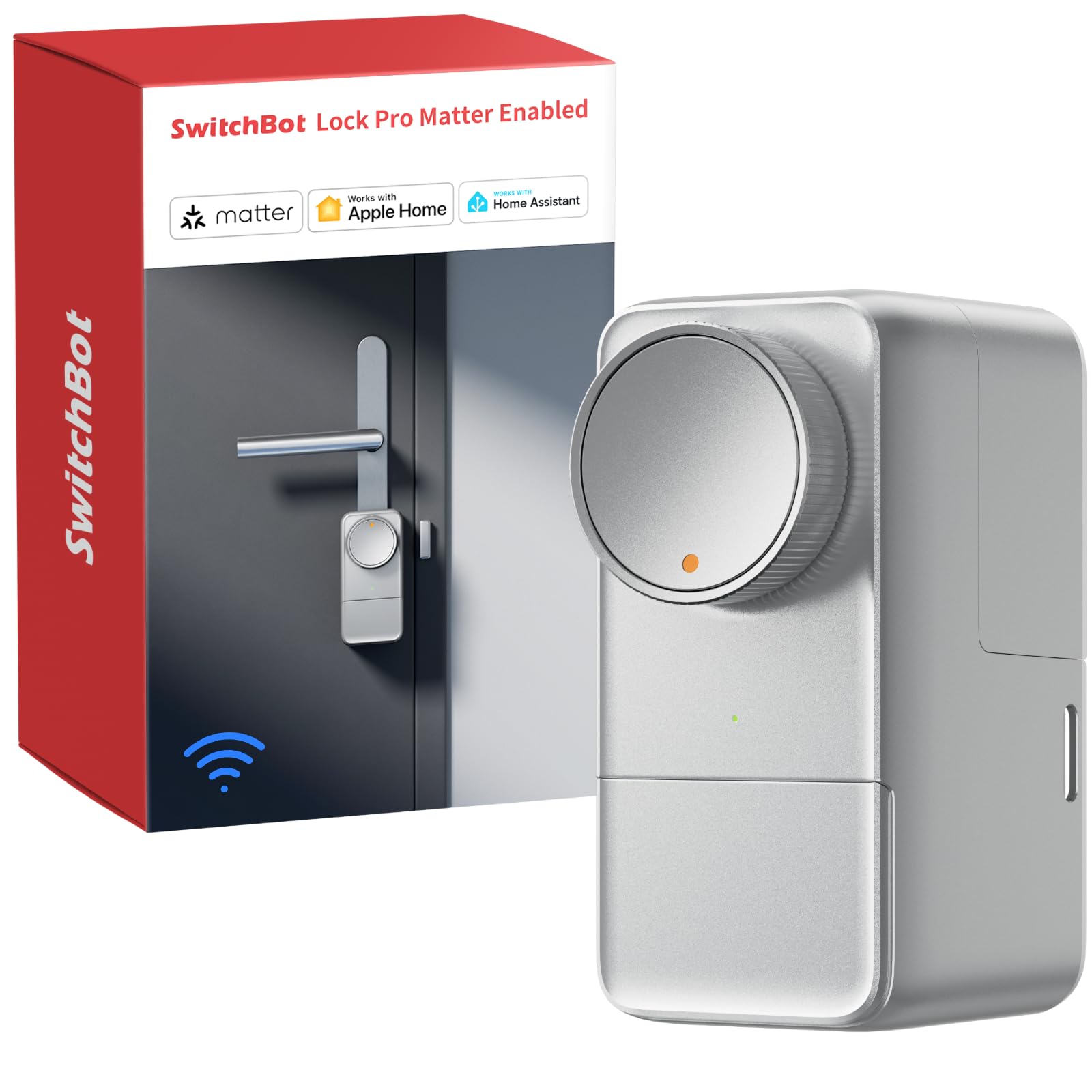 SwitchBot WLAN Smart Lock Pro Mit Aufladbarem Akku, Matter Over WiFi, Elektronisches Türschloss, schnell an deinem vorhandenen Türriegel installiert, unterstützt Apple Home, Alexa, Google Home, IFTTT