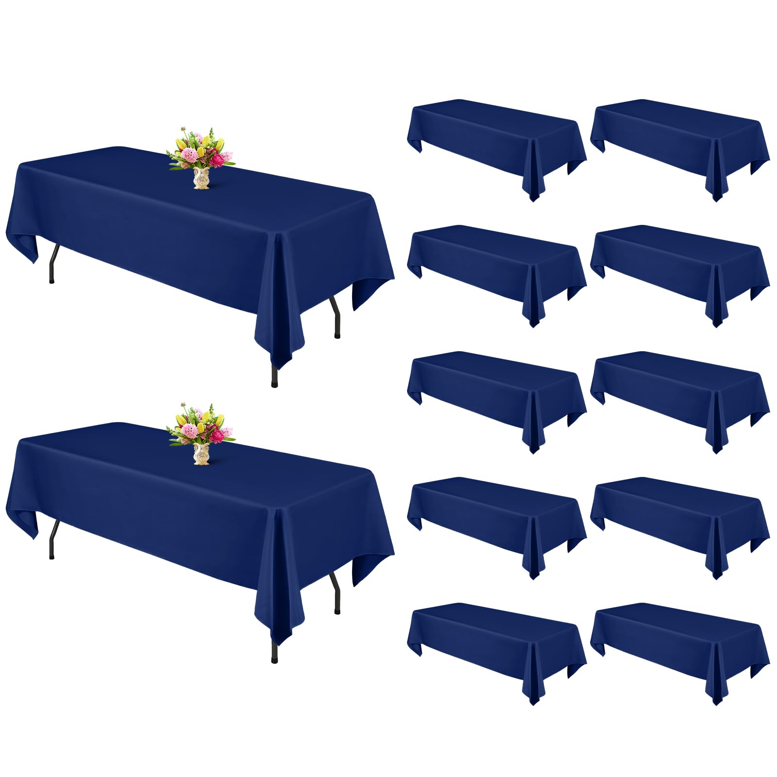 YMHPRIDE 12 Packs Navy Blue Tablecloths 60x102 inch Rectangle Table Cloth for 6 Foot Rectangle Tables, Washable Polyester Fabric for Wedding Parties Banquet Holiday Dinner Table Decorative, Navy Blue